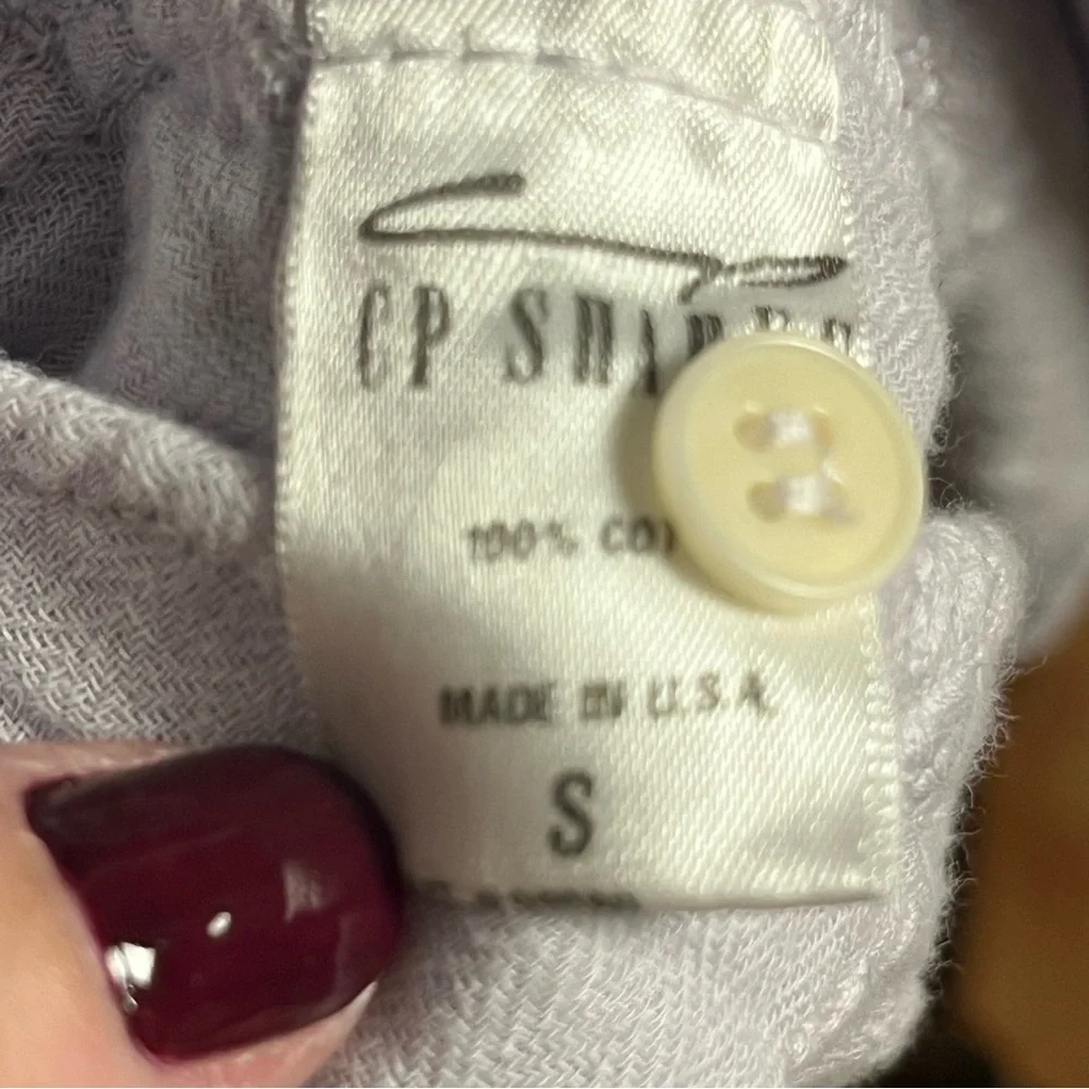 CP SHADES Washed Lilac Embroidered Cotton Gauze Long Sleeve Button Up Shirt — S - Picture 11 of 11